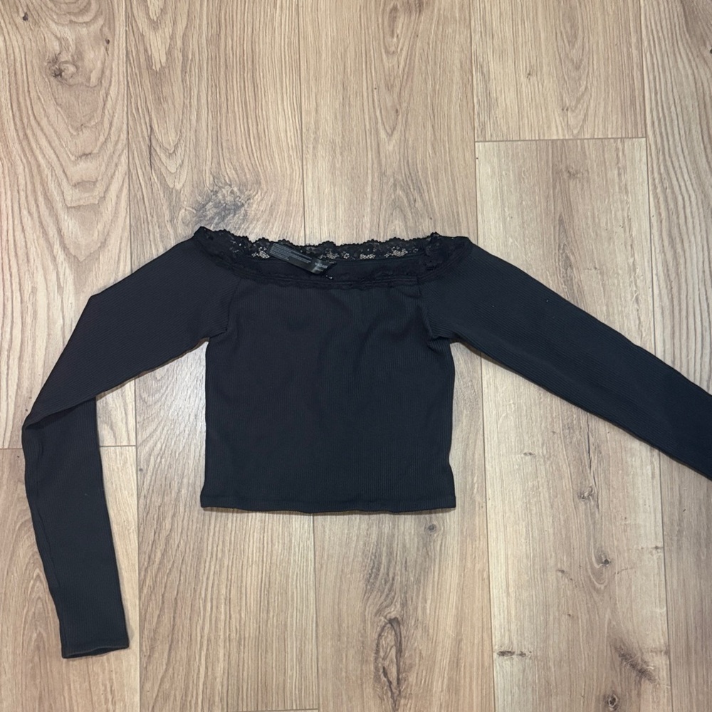 Urban Outfitters Black Lace Trim Top